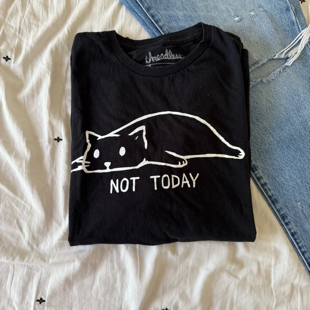 Threadless Black 'Not Today' Cat Tee - Picture 1 of 4